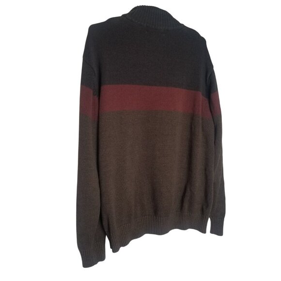 Tricots St Raphael Mens 1/4 Zip Sweater‎ XXL Brown Red Striped Pullover - Picture 2 of 10